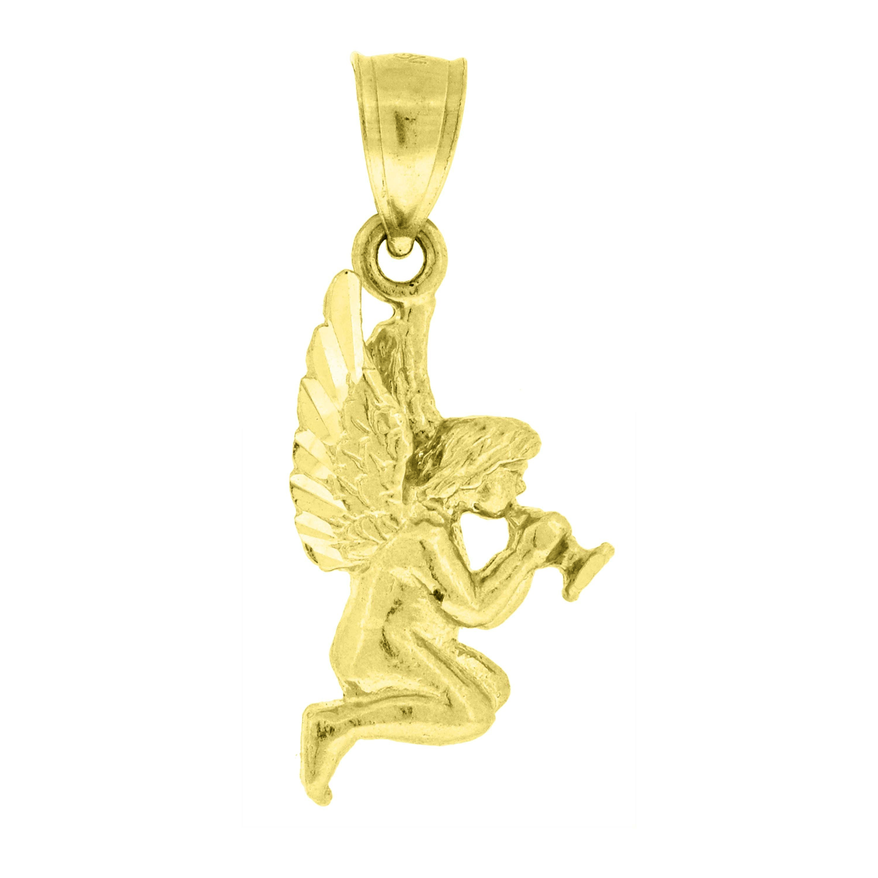 10kt 10k Yellow Gold Unisex Angel Religious Charm Pendant